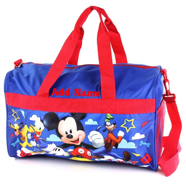 Personalized Duffel Bag for Kids - Travel, Sleepover Overnight Bag Featuring Disney Mickey Mouse