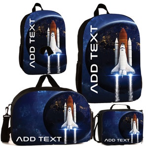 Personalized Full Color Kids Backpacks / Lunch Bag / Duffel Bag - Space Shuttle