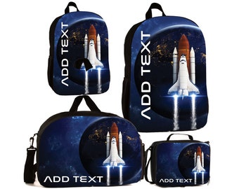 Personalized Full Color Kids Backpacks / Lunch Bag / Duffel Bag - Space Shuttle