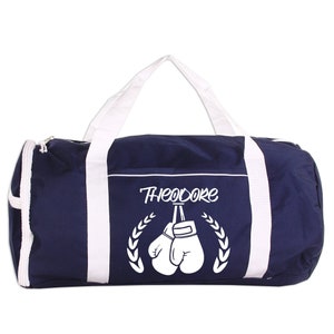 Boxing Sport/Gym Roll Duffel Bag Personalized with Name, Team Name, Slogan, Studio or text of your choice Navy