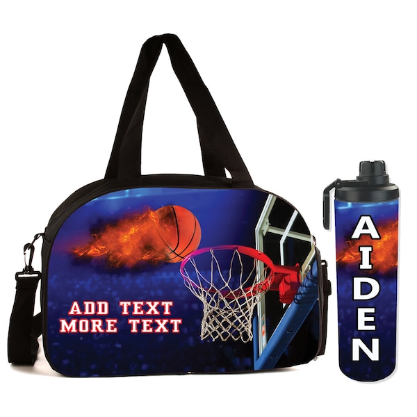 Basketball Full Color Gym / Sports Duffel Bag Personalized with Name, Team Name, Slogan, Studio or text of your choice