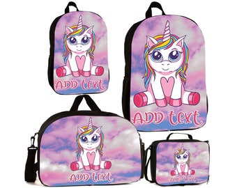 Personalized Full Color Kids Backpacks / Lunch Bag / Duffel Bag - Baby Unicorn