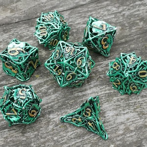 Botaniska tärningsset i grönt och guld