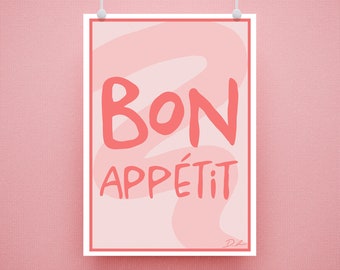 BON APPETIT Imprimer | Téléchargement numérique | Téléchargement instantané | Art de la cuisine | Salon | Art mural | Décoration murale | Art déco mural imprimable