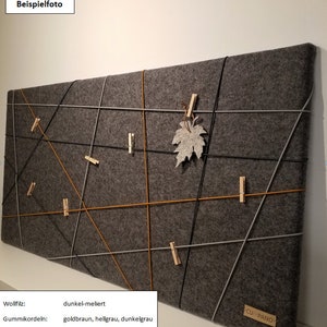 PINNWAND / MEMOBOARD 100 x 50 cm: 100% echter Woll-Filz auf Holzkeilrahmen / 8 Holzklammern / kostenloser Duftanhänger / personalisierbar Bild 5