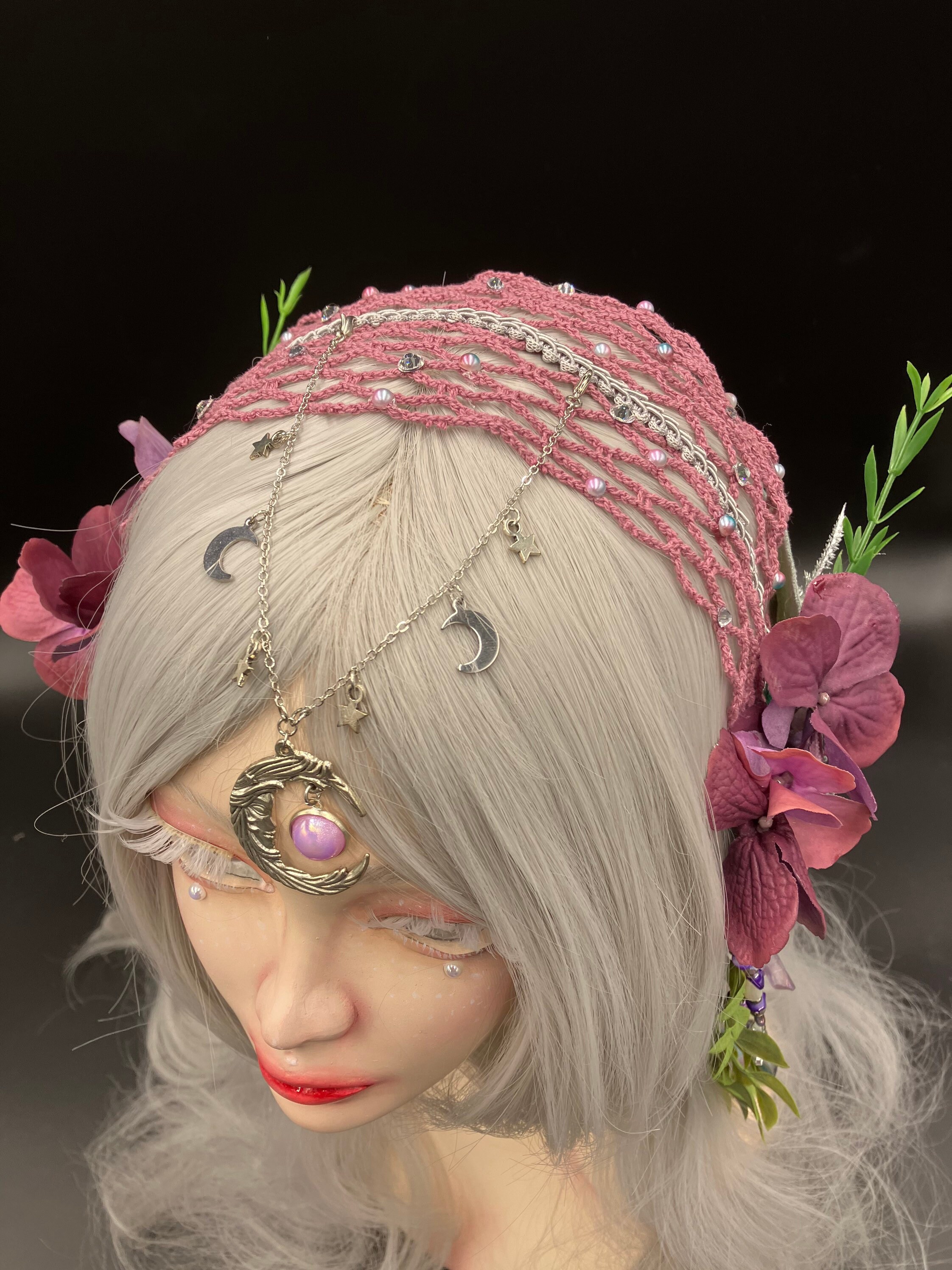 Mermaid Crown Headpiece For Underwater Use Fantasy Mythical Mystical Fairy Magical Fae Pastel Purple Grey Silver Accessoires Haaraccessoires Haarsieraden Haarkettingen en hoofdversieringen 