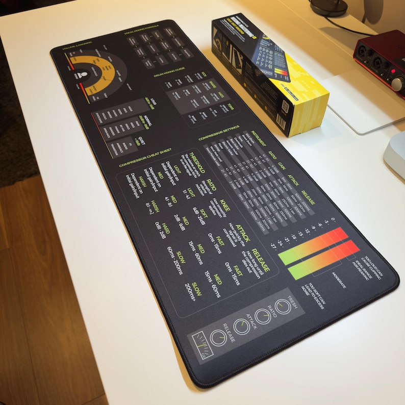 Mixing and Mastering Mousepad – Audio Engineer Cheat Sheet for EQ, Compression, Reverb & More, Perfect for Music Producers and Home Studios image 6