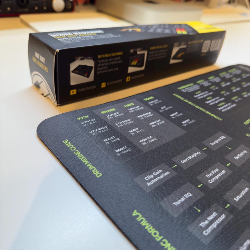 Mixing and Mastering Mousepad – Audio Engineer Cheat Sheet for EQ, Compression, Reverb & More, Perfect for Music Producers and Home Studios image 10