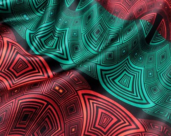 Türkis-oranger geometrischer Designer-Stoff: Von peruanischer Baumwolle inspirierter Polster- und Wohndekor-Stoff für Akzentstühle, Kissen — PARACAS