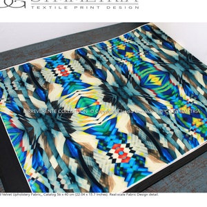 Boho Tribal Decor Fabric, Native Inspired Geometric Print, Artist Made Colorful Textile for Eclectic Decor, Accent Chairs, Cushions – DAKOTA