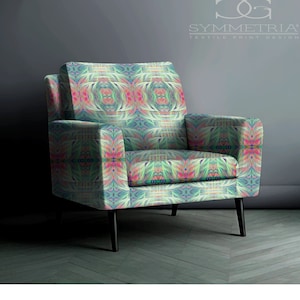 Geometric Botanical Fabric Art, Original Print in Dreamy Pastels – Abstract Floral Fabric for Chairs, Upholstery & Home Décor –PASSIFLORA