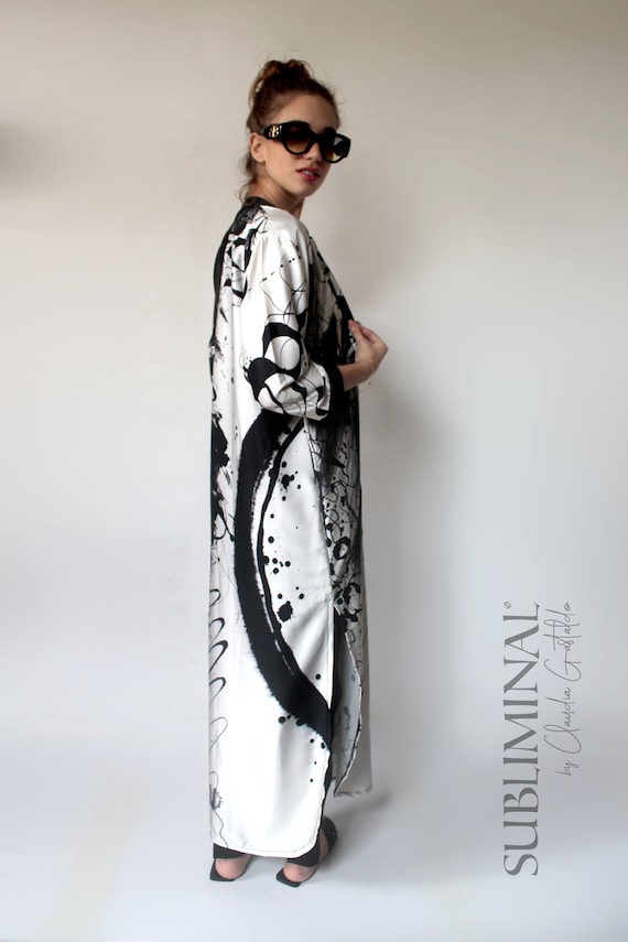 black and white maxi shirt dress Lovestitch Print Long Sleeve Shirtdress in Black/Natural at Nordstrom Rack, Size Small