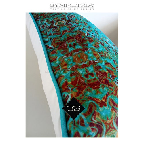 Avant garde upholstery fabric, shops copper turquoise modern damask fabric, mediterranean style custom printed velvet silk satin for home decor