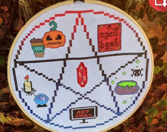 Halloween Pumpkin spice spell cross stitch pattern