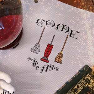 Come we fly, Hocus Pocus cross stitch pattern, Halloween cross stitch pdf, black flame candle, Witch pattern, Halloween pattern, image 1