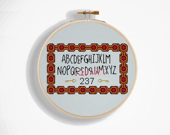 The Shining, Doctor Sleep, cross stitch sampler, Stephen King, Stanley Kubrick, Redrum, Overlook Hotel,  pdf, horror movie cross stitch