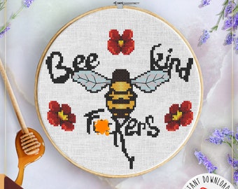 Bee cross stitch pattern