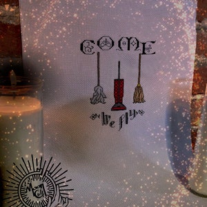 Come we fly, Hocus Pocus cross stitch pattern, Halloween cross stitch pdf, black flame candle, Witch pattern, Halloween pattern, image 5
