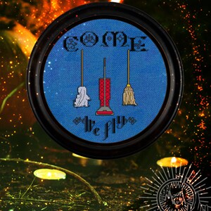 Come we fly, Hocus Pocus cross stitch pattern, Halloween cross stitch pdf, black flame candle, Witch pattern, Halloween pattern, image 9