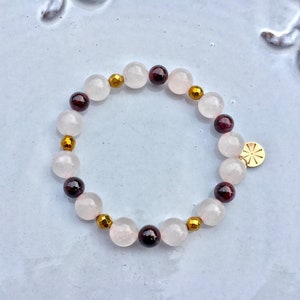 Rose Quartz Garnet Stretch Bracelet