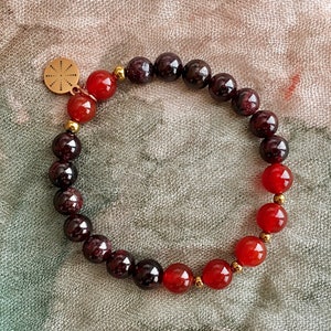 Red Garnet Red Carnelian Stretch Bracelet
