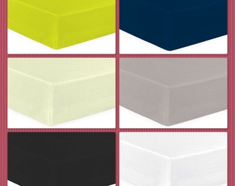COLOR STONE BLUE 180TC Easy Care Fitted Sheet ALL SIZES Depth: 25 CM