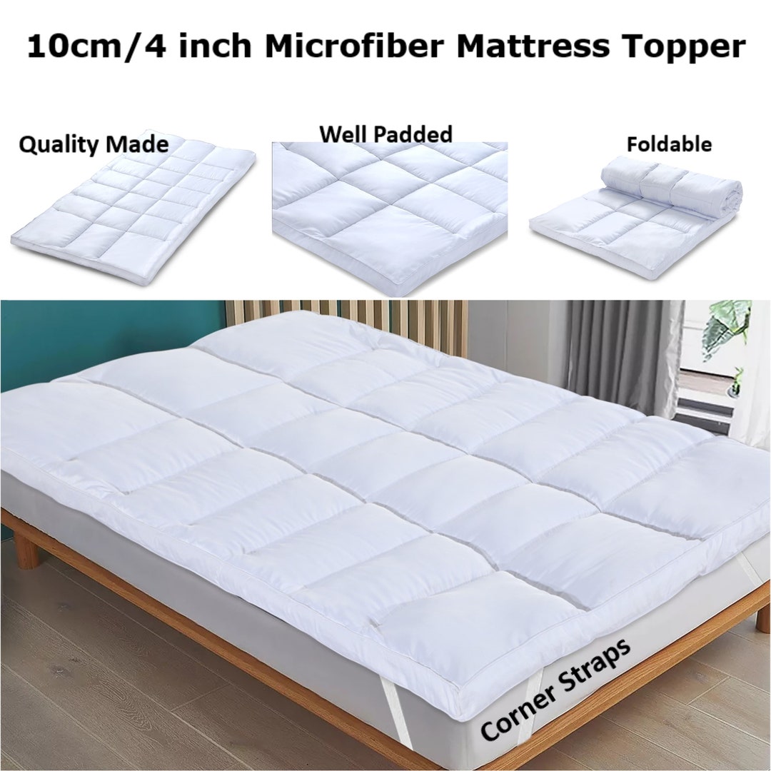 10cm/4inch Deep Microfiber Mattress Topper Hotel Quality Thick Padded  Mattress Protector All UK Bed Size -  UK