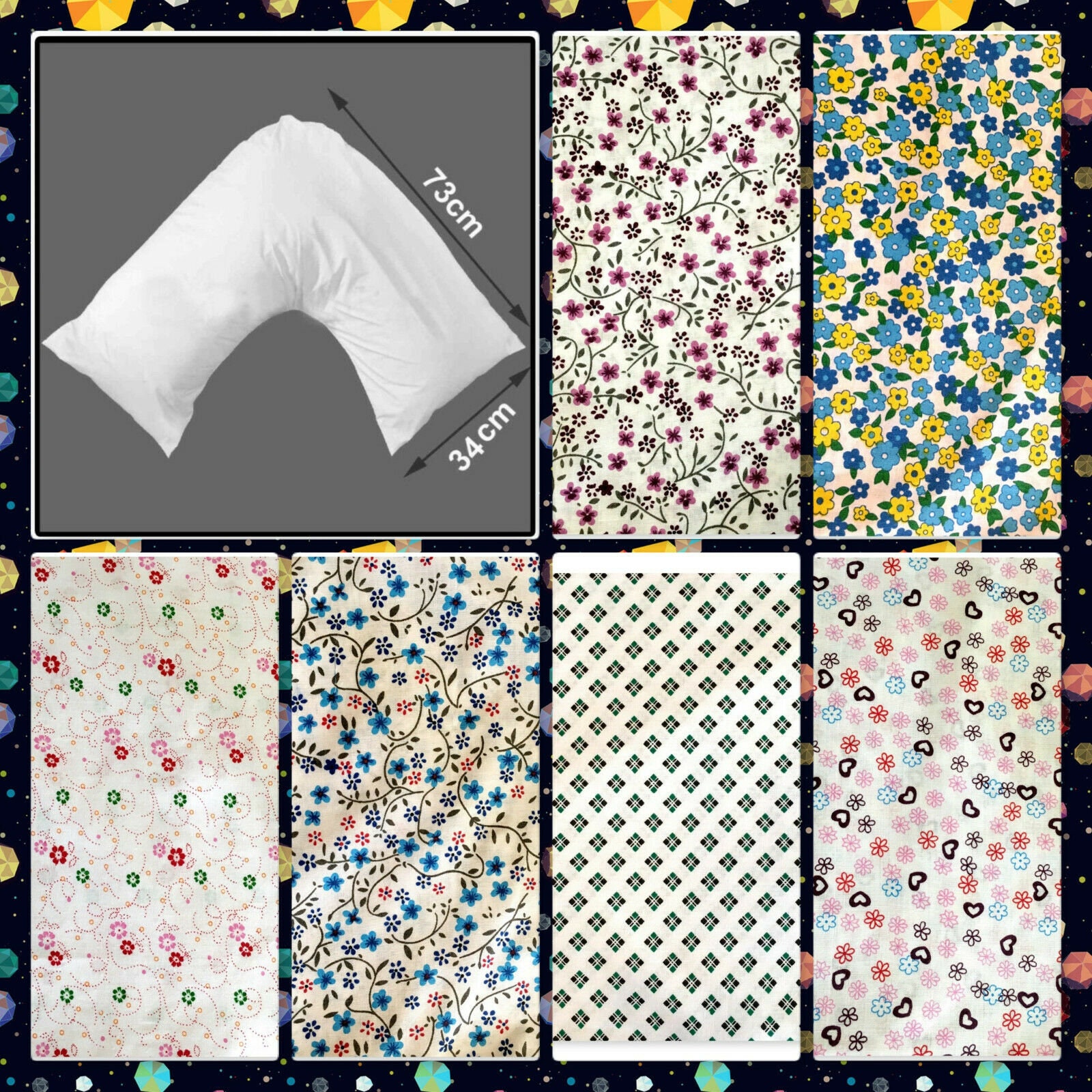 PolyCotton Printed V Shaped Pillowcase Back Neck Support Etsy