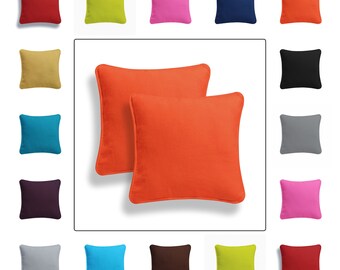 Colourful Cushion Covers Piped Edge 100% Cotton Dyed Home Garden Decor 16''x16'' (40 x 40cm)