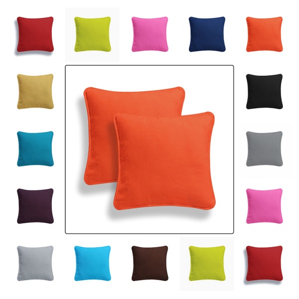 Colourful Cushion Covers Piped Edge 100% Cotton Dyed Home Garden Decor 16''x16'' (40 x 40cm)