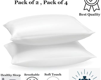 Duck Feather Pillows Extra Filled Hotel Quality Neck Back Support Deep Sleep Pillows Pack of 2,4