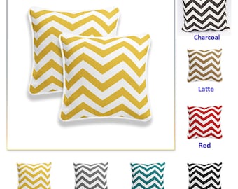 100% Cotton Chevron Cushion Covers Zigzag Wave Style Pillow Covers Home Sofa Office Outdoor Decor 18x18"