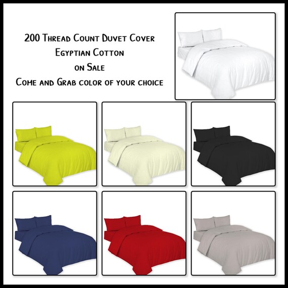 Egyptian Cotton Duvet Cover 200 Thread Count Bedding Set With Etsy UK