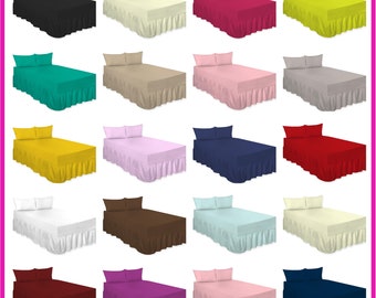 Polycotton Fitted Valance Sheets Plain Dyed Colourful Bed Sheets Home Decor Valance Sheets Single Double King S-King