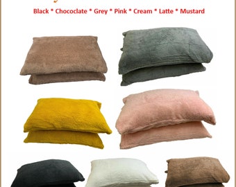Teddy Bear Fleece Pair of Pillowcases Warm, Cosy & Soft , Teddy Fur/Sherpa Pillow Covers in 7 Colors