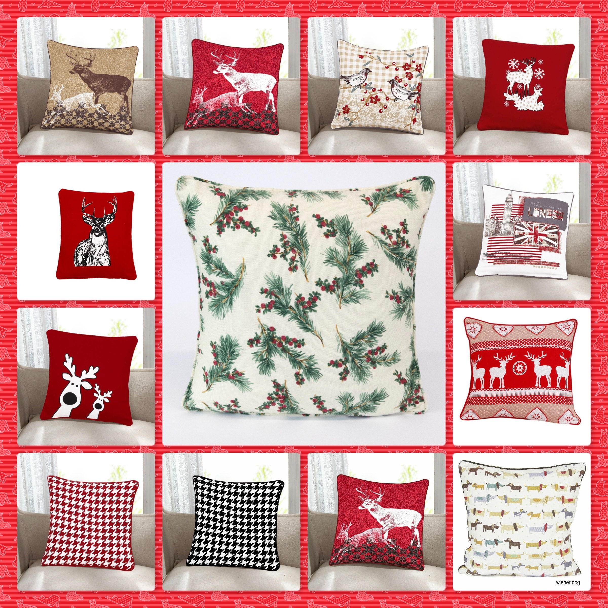 Decorative Christmas Cushion Cover Festival Xmas Pillowcases Etsy UK