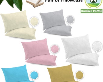 100% Brushed Cotton Flannelette Pair of Pillowcase Thermal Warm Standard Pillow Covers Size 19’’ x 29’’