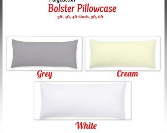 Polycotton Bolster Pillowcases Ortopaedic Maternity Head Neck Support White Silver Cream Bolster Cushion Cover