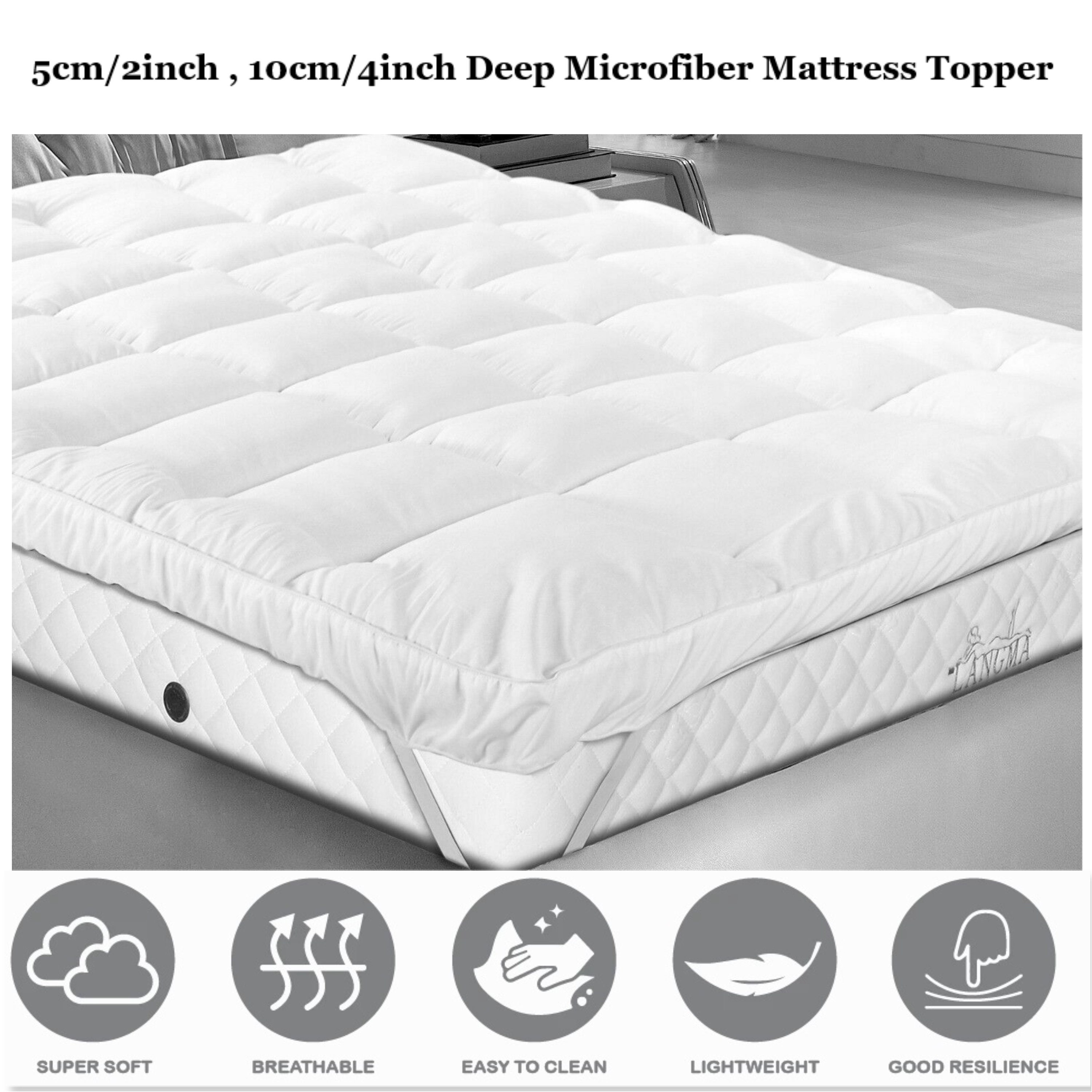 4 Inch Deep Mattress Topper Luxury Soft Hotel Quality Microfiber All Sizes  10cm