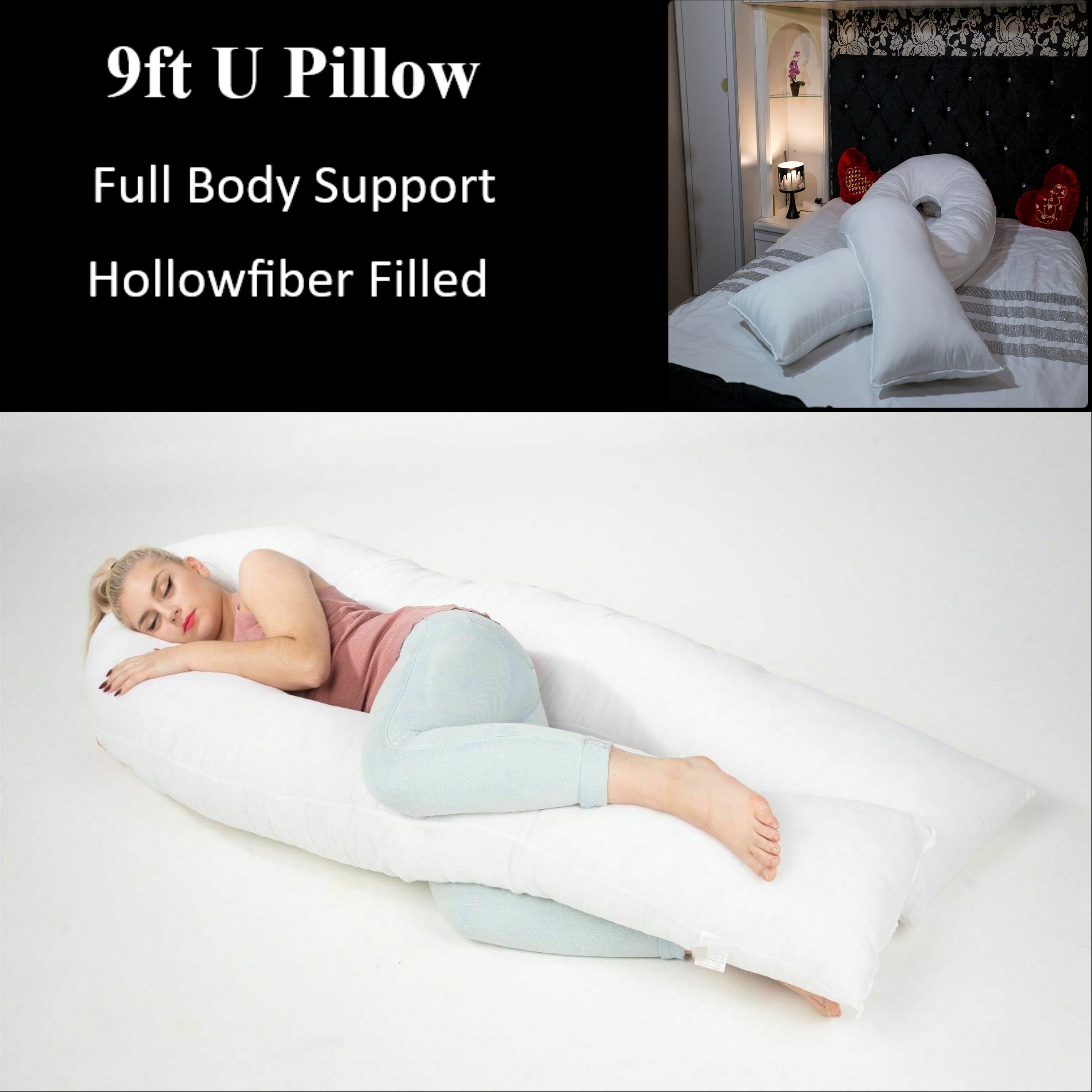 9FT U PILLOW JUMBO SOFT BODY SUPPORT MATERNITY PREGNANCY CUSHION