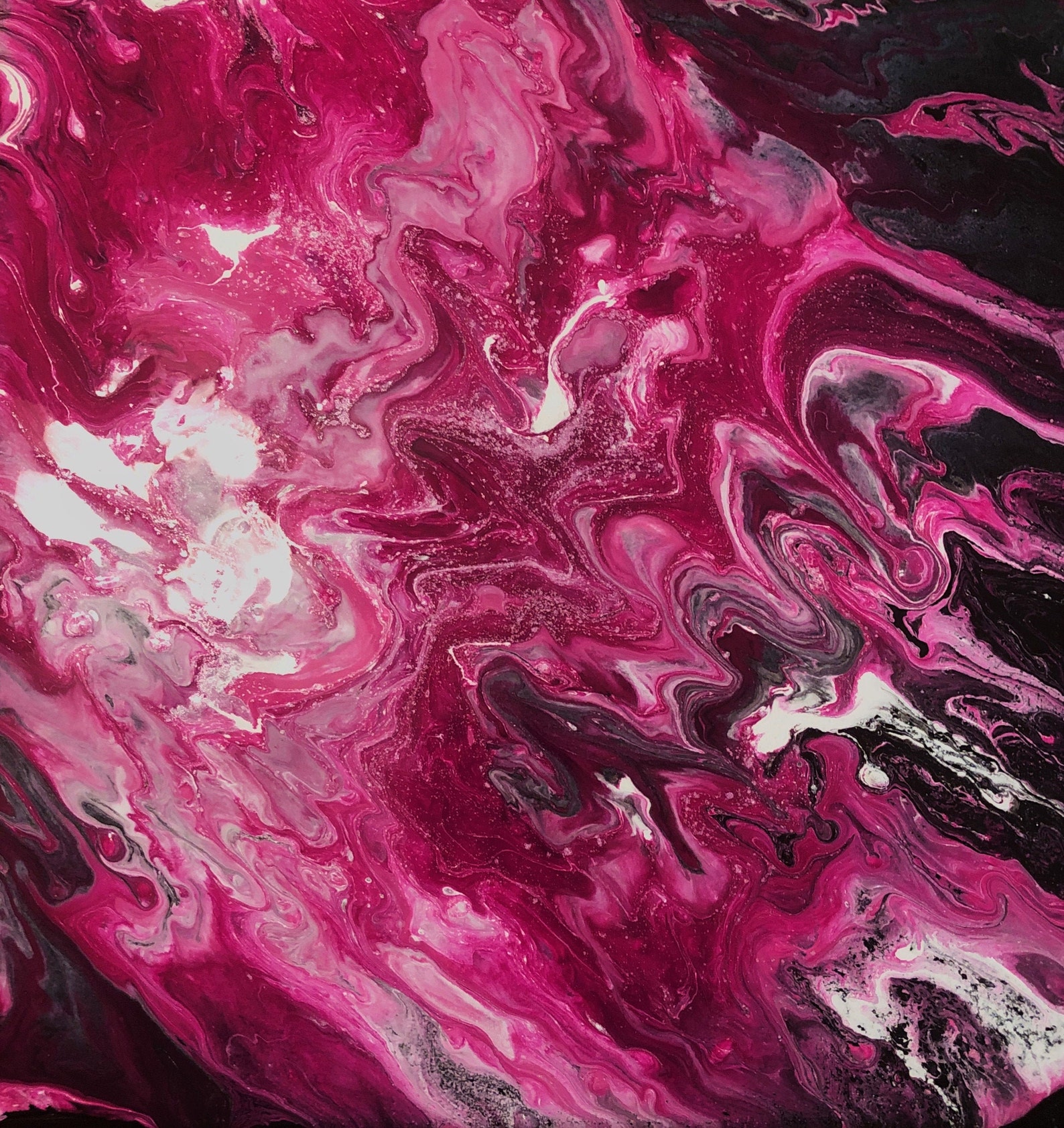 Pink and Black Abstract Painting Etsy