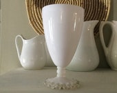 One Fenton Milkglass Silvercrest Ruffled Bottom Goblet Vintage
