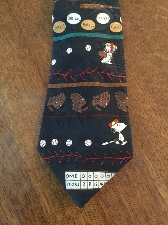 Snoopy Baseball Navy Blue Man's Tie