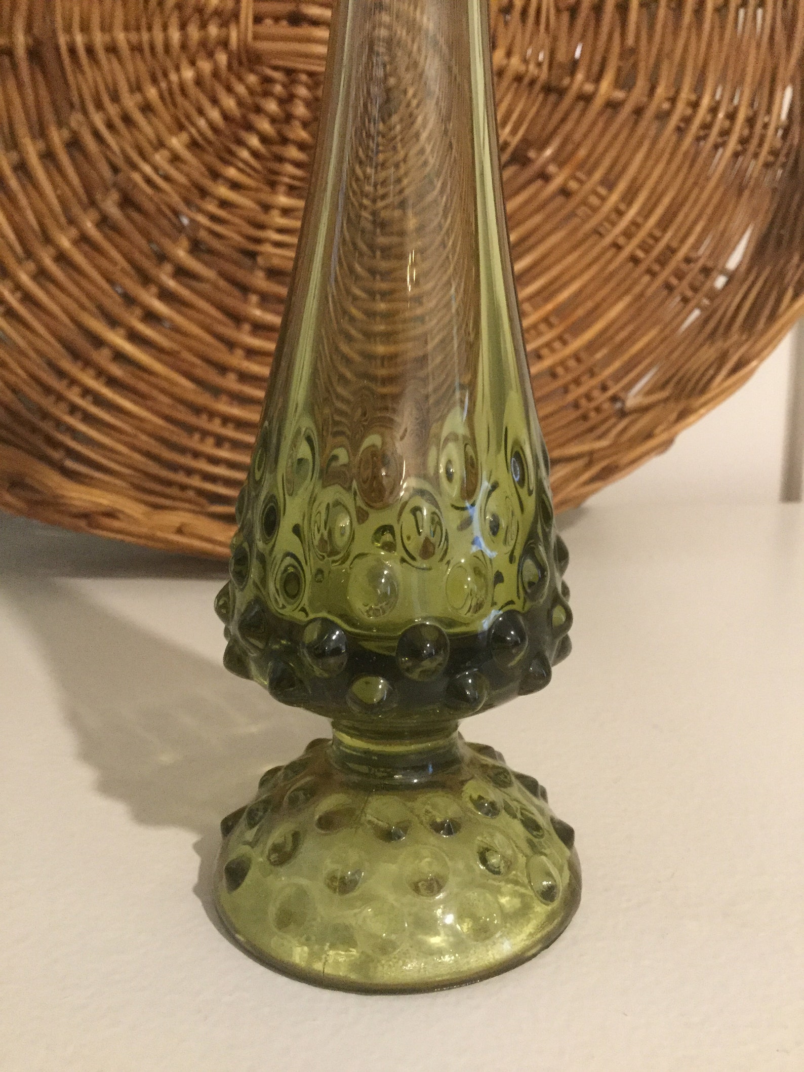 Fenton Green Mid Century Swung Vase Bud Vase Hobnail Fenton Etsy