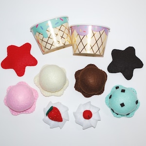 HomeSewn Felt Ice Cream Sundae Play Set: Pretend Play Food