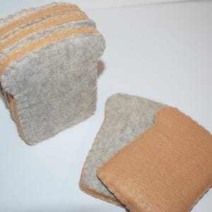 HomeSewn Felt Play Foods Loaf of Wheat Sandwich Bread - Sandwich Bread Slices - 4 Bread Slices and 2 End Pieces Pretend Play lunch time fun!
