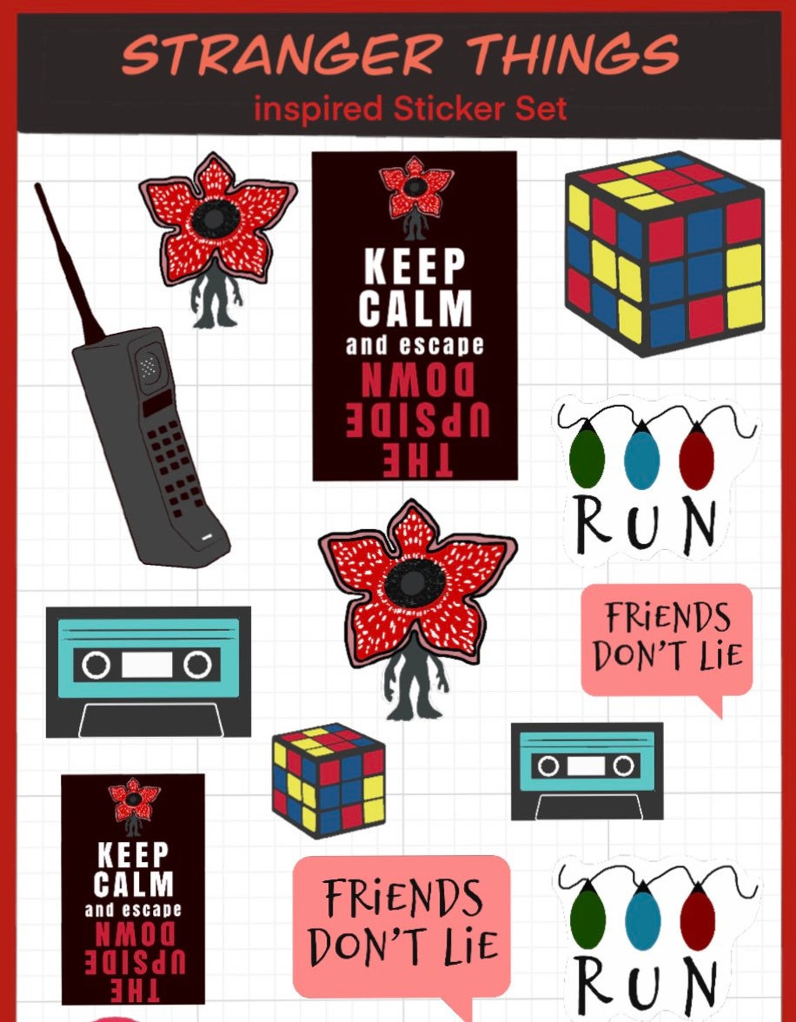 Marque Page Stranger Things A Imprimer Stranger Things inspiré Sticker ensemble. Autocollants de | Etsy