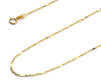 1.3mm 14K Yellow Gold Stamped Singapore Chain Necklace