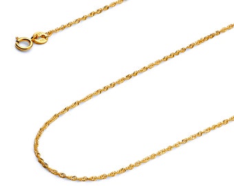 1.2mm 14K Yellow Gold Singapore Chain Necklace