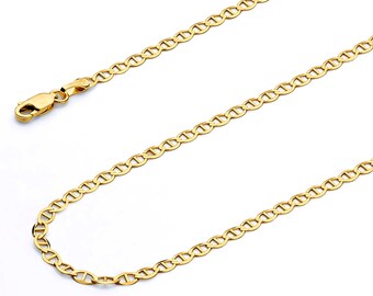 2.5mm 14K Yellow Gold Flat Mariner Chain Necklace
